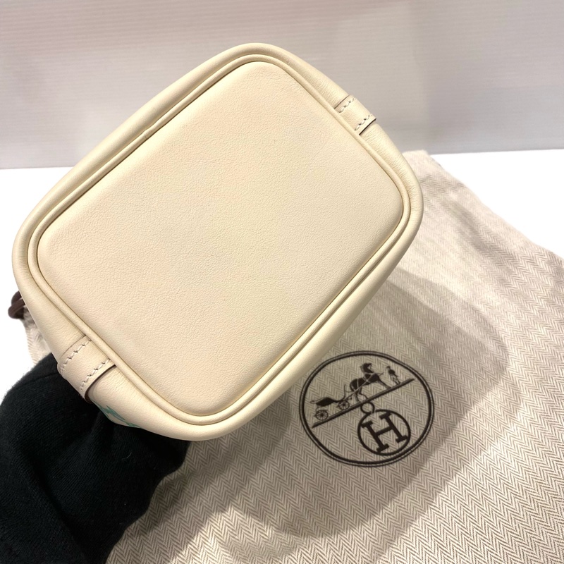 Hermes 14綠色印花菜籃子 U刻-6