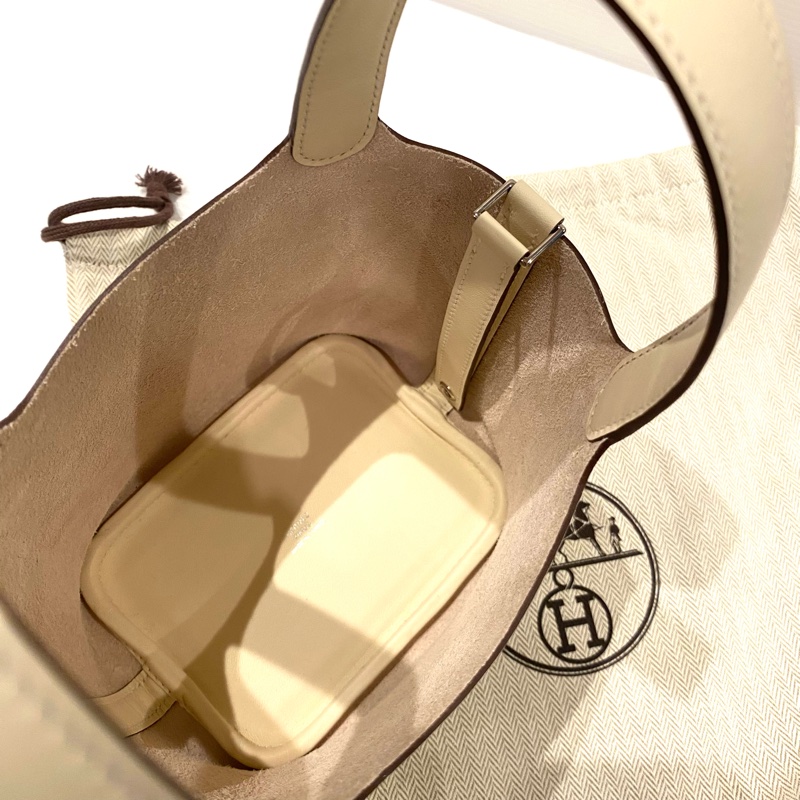 Hermes 14綠色印花菜籃子 U刻-7