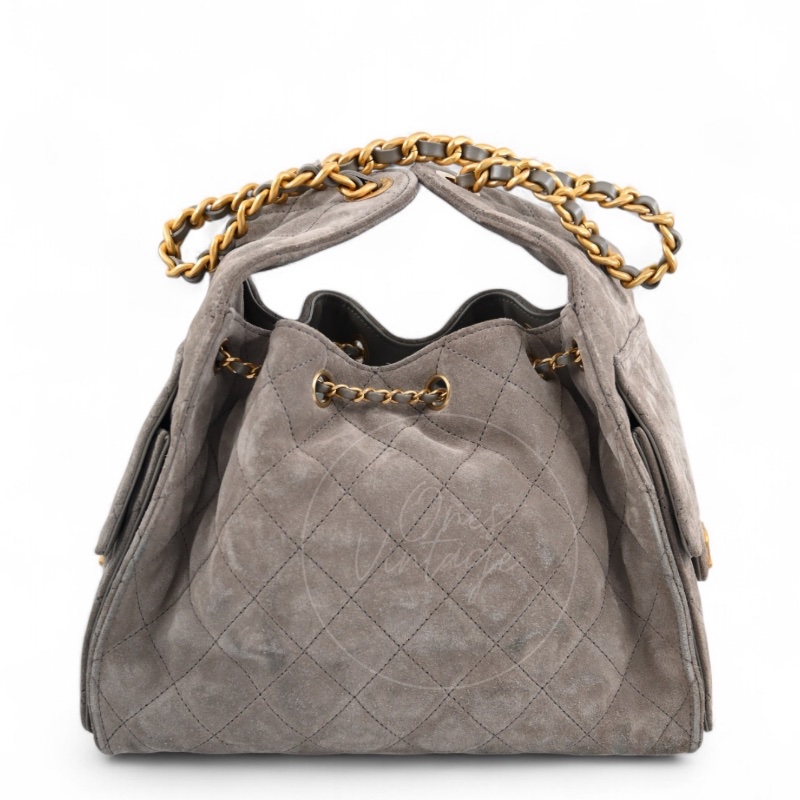 [Brand New] Chanel Small 25 Bag Brown Suede GHW Microchip-6