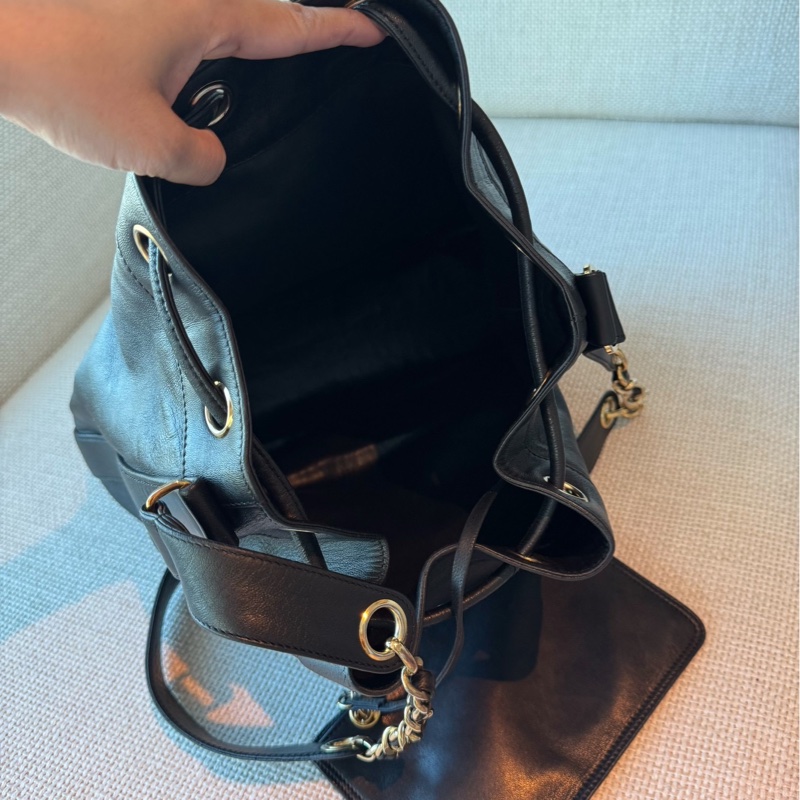 CHANEL 香奈兒 vintage 黑金 金球 子母包 水桶包 肩背包 斜背包 側背包 手提包-17