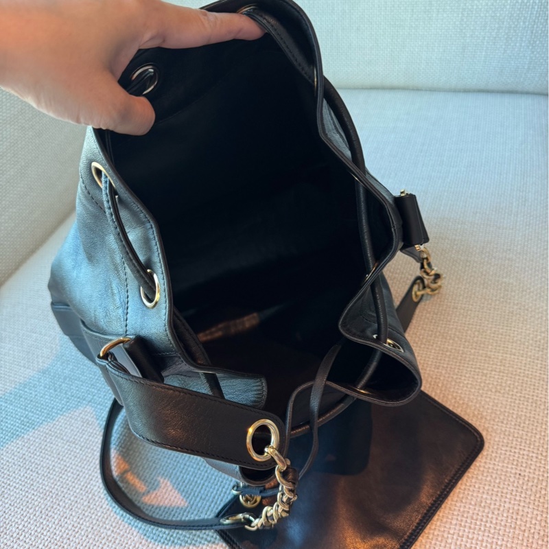 CHANEL 香奈兒 vintage 黑金 金球 子母包 水桶包 肩背包 斜背包 側背包 手提包-21