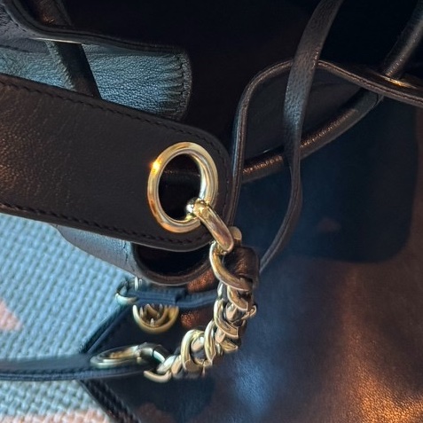 CHANEL 香奈兒 vintage 黑金 金球 子母包 水桶包 肩背包 斜背包 側背包 手提包-38