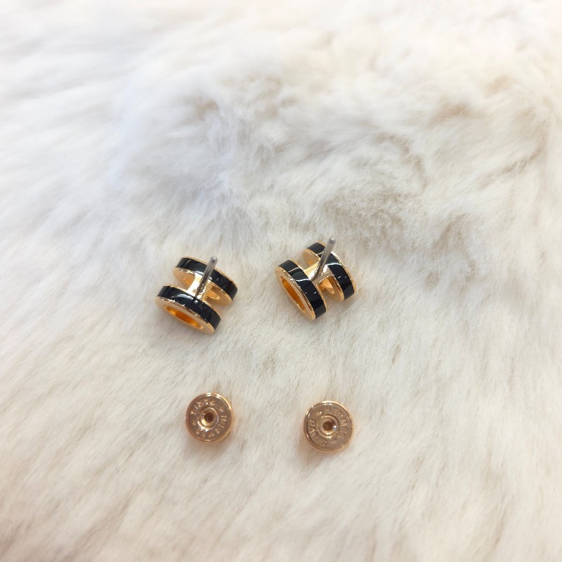 Hermès Mini POP H 耳環 黑/玫瑰金-2