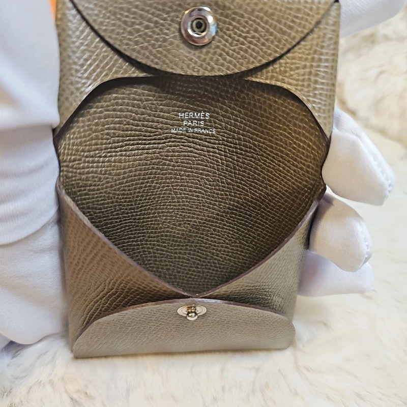 Hermès Bastia 愛馬仕 零錢包 taupe 大象灰 灰棕色 小牛皮卡夾 U刻 HERMES COIN PURSE-4