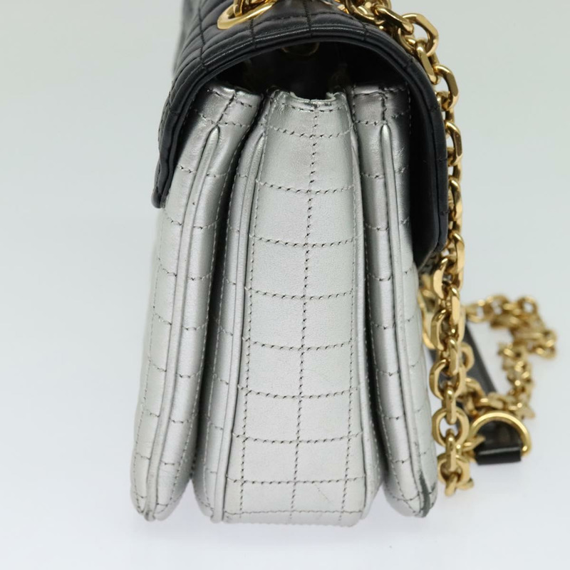 【日本直送】CELINE 鏈條單肩包 皮革 銀色 黑金 正品 120162-2