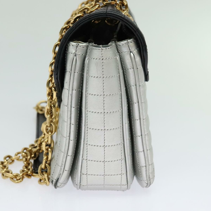 【日本直送】CELINE 鏈條單肩包 皮革 銀色 黑金 正品 120162-3