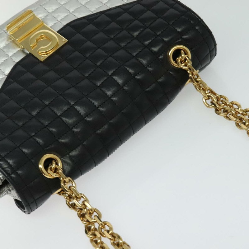 【日本直送】CELINE 鏈條單肩包 皮革 銀色 黑金 正品 120162-5