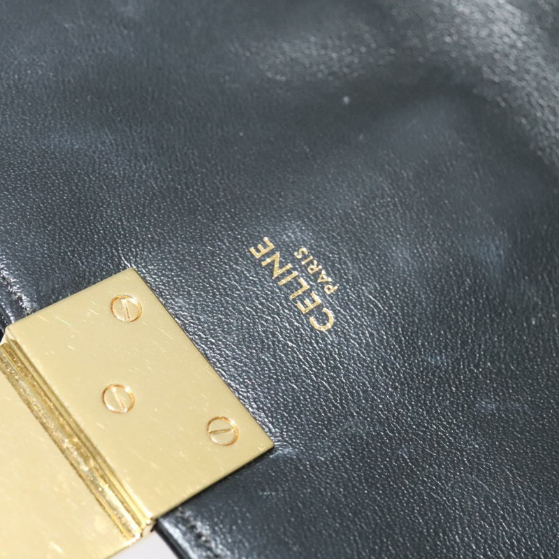 【日本直送】CELINE 鏈條單肩包 皮革 銀色 黑金 正品 120162-9