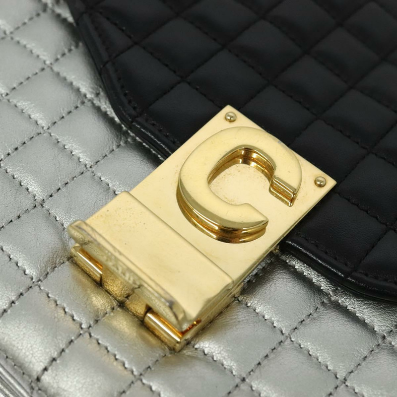 【日本直送】CELINE 鏈條單肩包 皮革 銀色 黑金 正品 120162-16