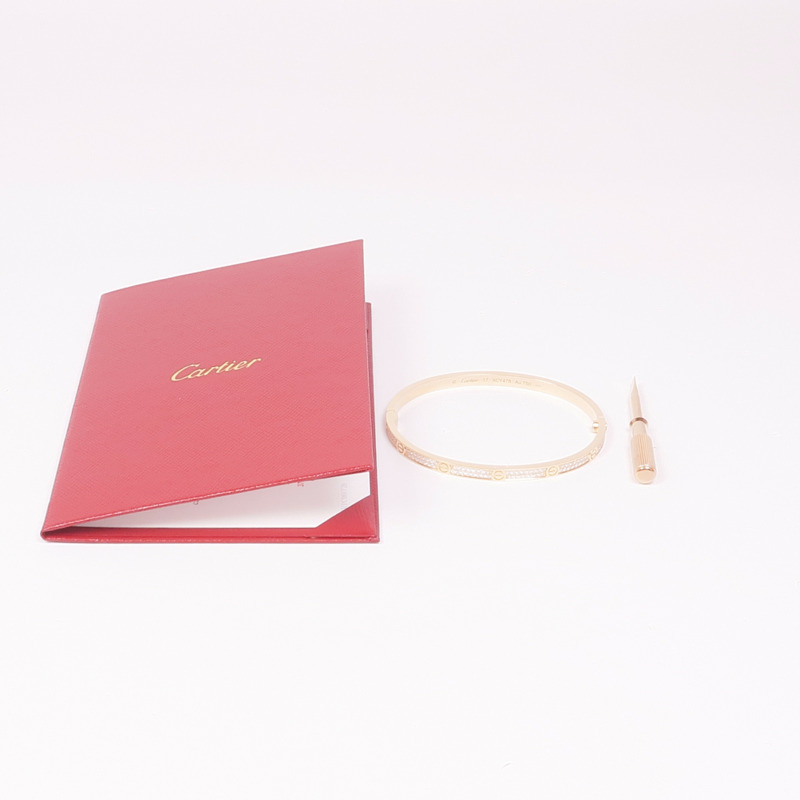 CARTIER 18K玫瑰金Love Bracelet鑽石手鏈Cartier#17-8