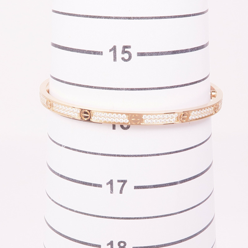 CARTIER 18K玫瑰金Love Bracelet鑽石手鏈Cartier#17-9