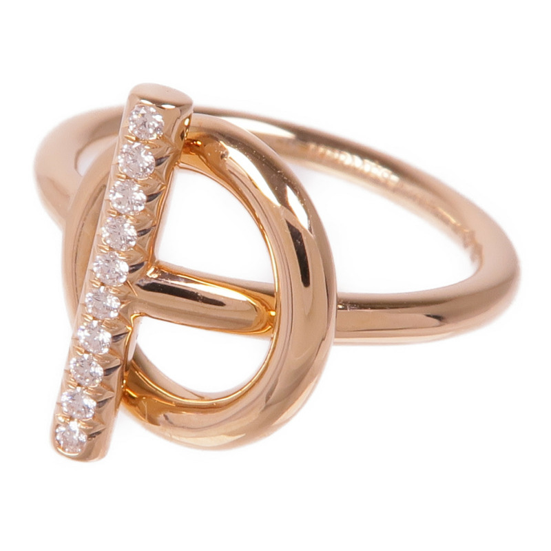 HERMES 18K玫瑰金Echappee Ring鑽石戒指Hermes#50 US#5.5-2