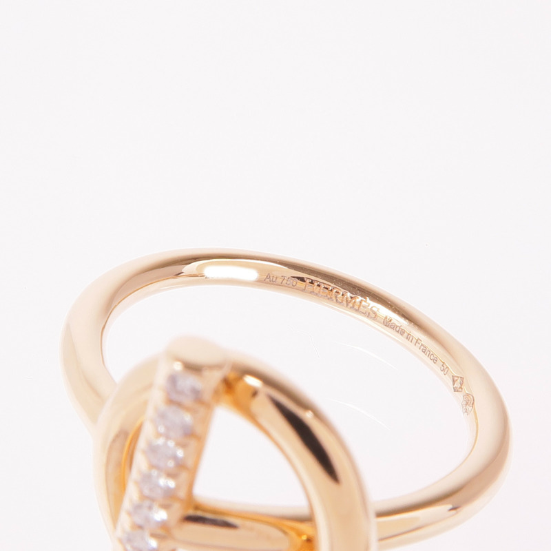 HERMES 18K玫瑰金Echappee Ring鑽石戒指Hermes#50 US#5.5-5
