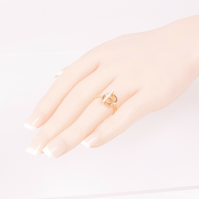 HERMES 18K玫瑰金Echappee Ring鑽石戒指Hermes#50 US#5.5-8