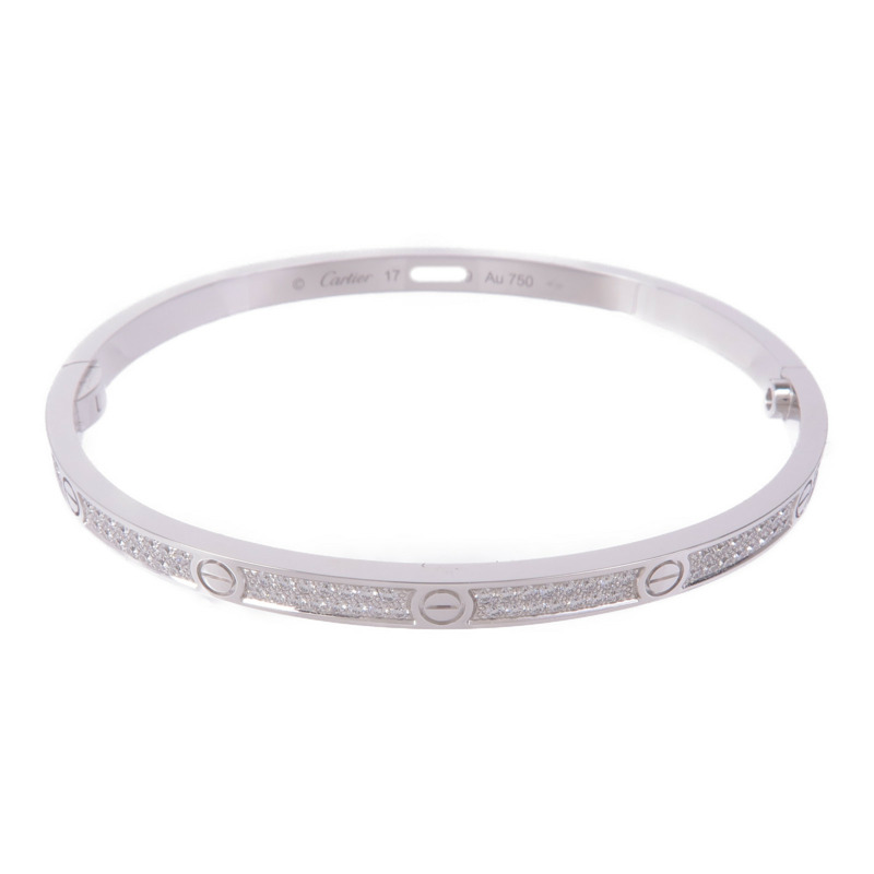 CARTIER 18K白金Love Bracelet鑽石手鏈Cartier#17-0