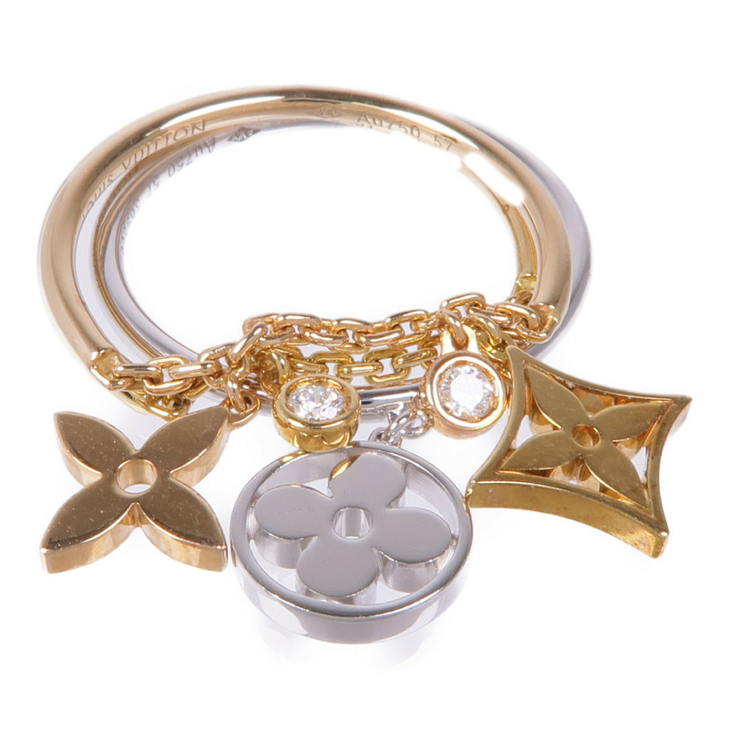 LOUIS VUITTON 18K黃金/白金/玫瑰金Idylle Blossom Ring戒指US#8-0