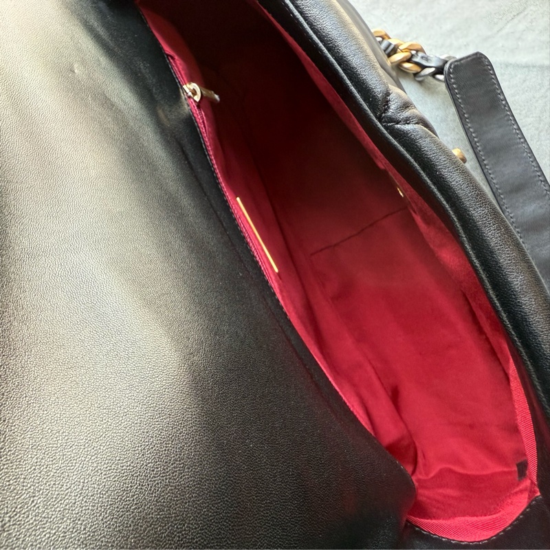 Chanel 19 三色鍊帶菱格紋口蓋包(大款)(黑色)-5