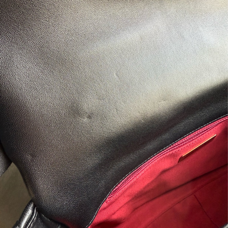 Chanel 19 三色鍊帶菱格紋口蓋包(大款)(黑色)-6