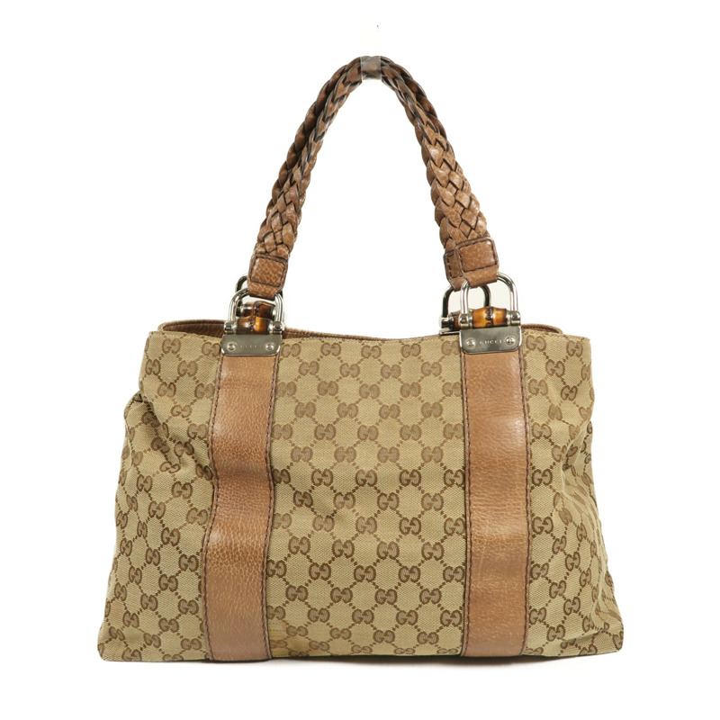 GUCCI 帆布Tote Bag Canvas銀扣手挽袋-1