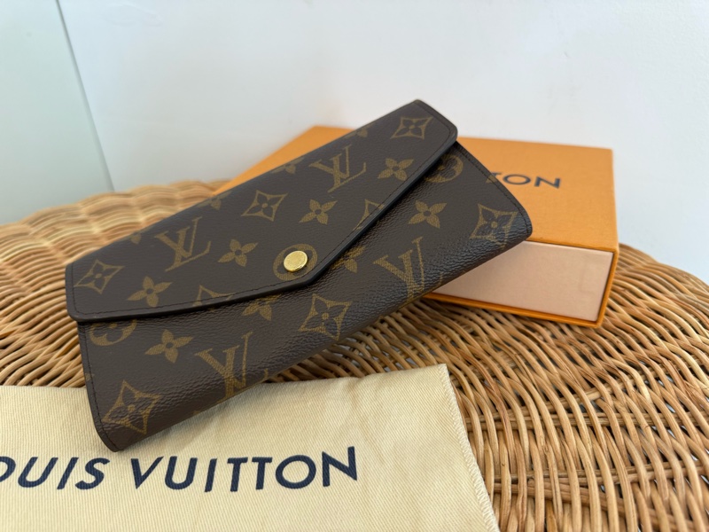 二手LV Sarah老花咖啡內裡信封式長夾錢包M60531-2