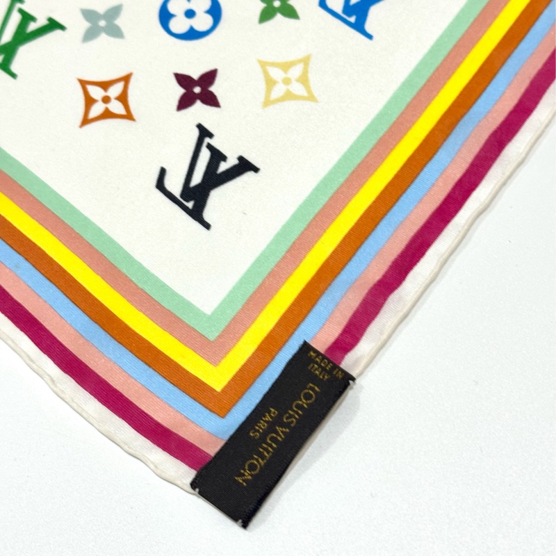 Louis Vuitton White Multicolor Scarf Handkerchief-4