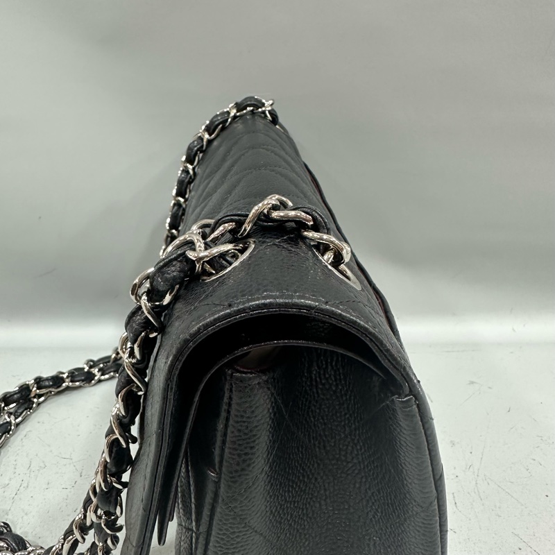 Chanel A58600 黑荔枝皮銀釦肩背包 Jumbo coco 30-4