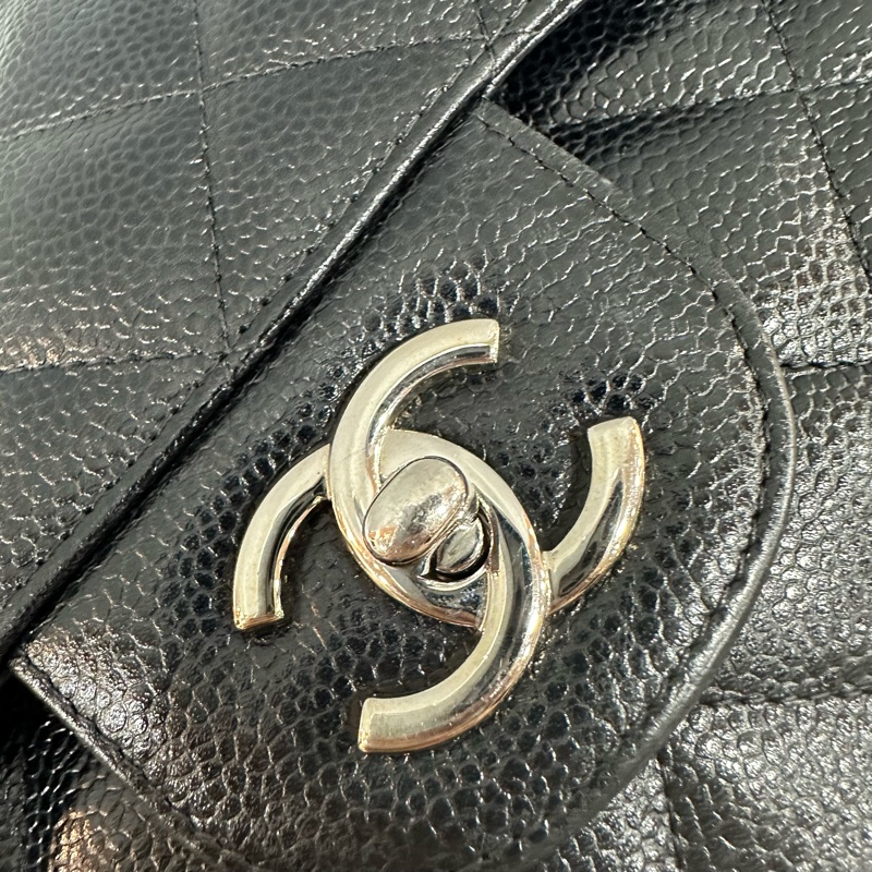 Chanel A58600 黑荔枝皮銀釦肩背包 Jumbo coco 30-14