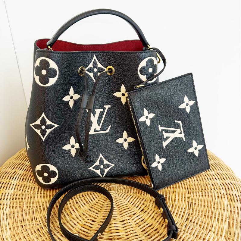 全新LV全皮黑米拼色NéoNoé MM水桶包M45497-1