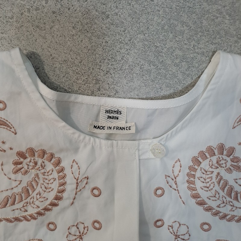 Hermes刺繡海灘襯衫 全新 白色 豹圖案-8