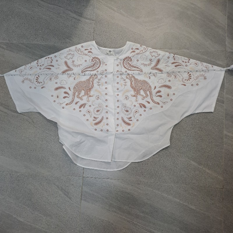 Hermes刺繡海灘襯衫 全新 白色 豹圖案-9