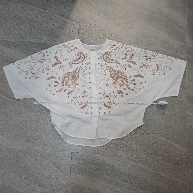 Hermes刺繡海灘襯衫 全新 白色 豹圖案-10