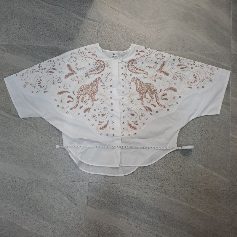Hermes刺繡海灘襯衫 全新 白色 豹圖案-11
