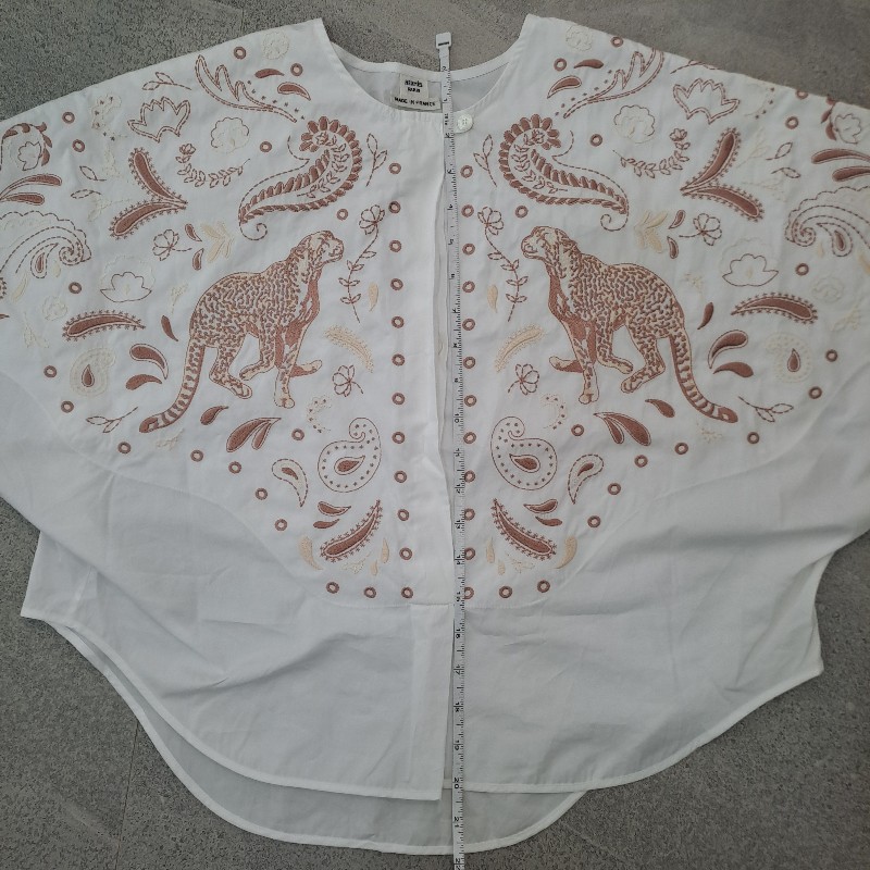 Hermes刺繡海灘襯衫 全新 白色 豹圖案-12