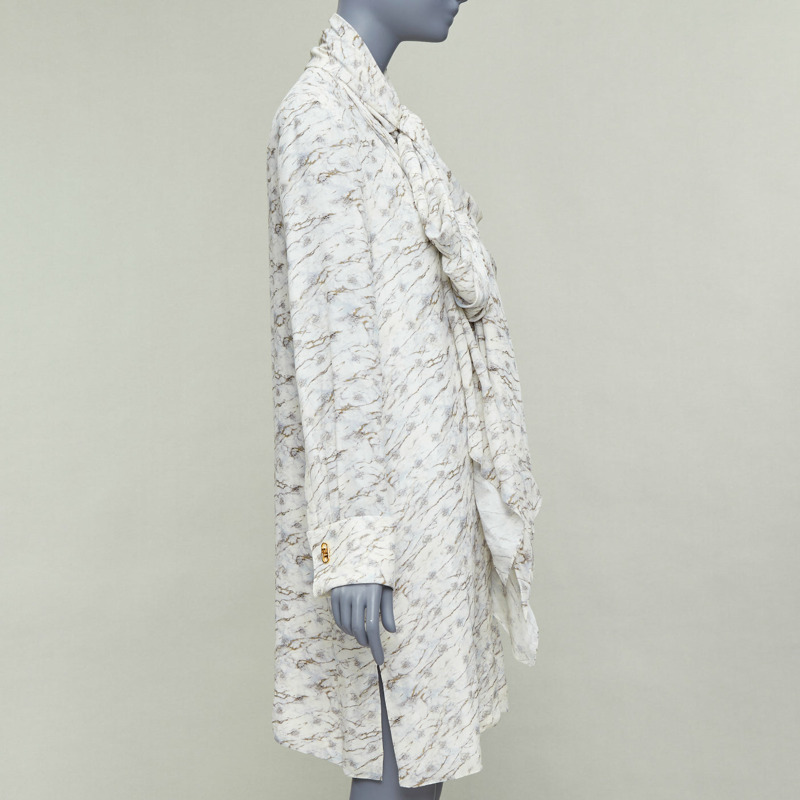 FENDI FF Karligraphy off white monogram marble print midi dress IT42 M-3