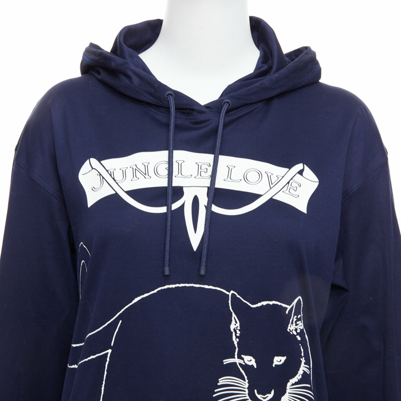 HERMES 2022 navy jungle love print coated cotton hooded dress FR40 L-1