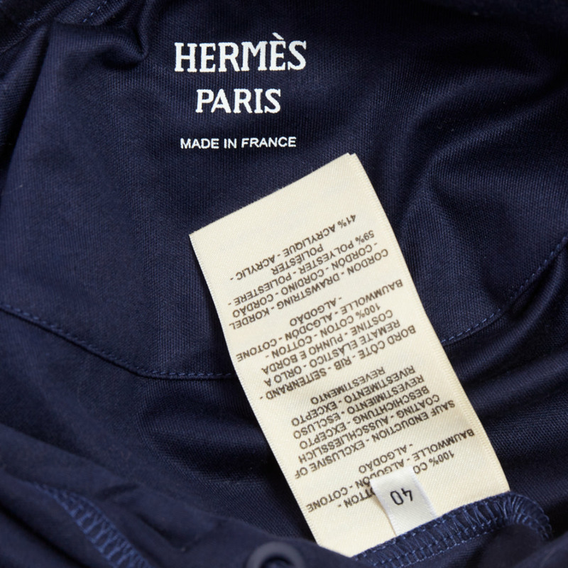 HERMES 2022 navy jungle love print coated cotton hooded dress FR40 L-7