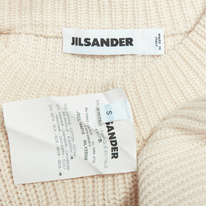 JIL SANDER beige cotton cashmere silk knit sweater dress vest S-7