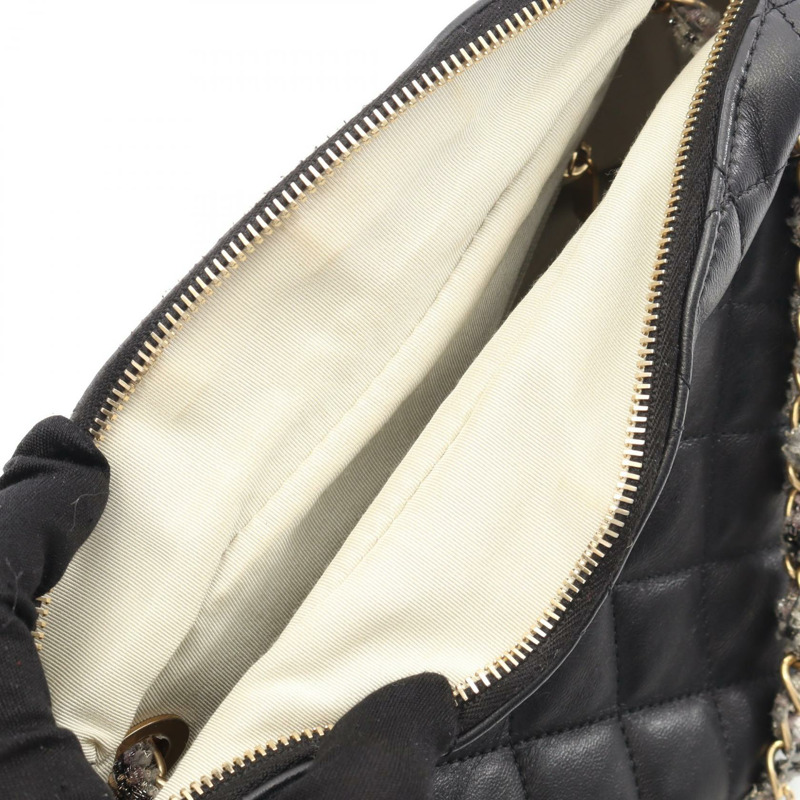 香奈兒 (CHANEL) 絎縫鏈條單肩包,羊皮材質,黑色,二手,女士款,金色五金配件,COCO CC-5