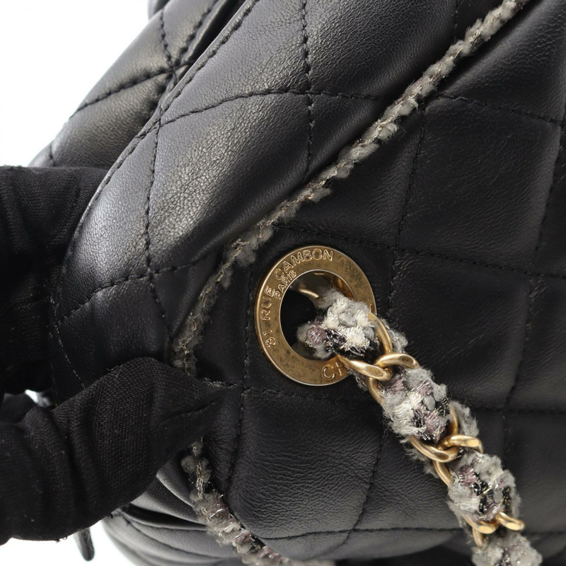 香奈兒 (CHANEL) 絎縫鏈條單肩包,羊皮材質,黑色,二手,女士款,金色五金配件,COCO CC-7