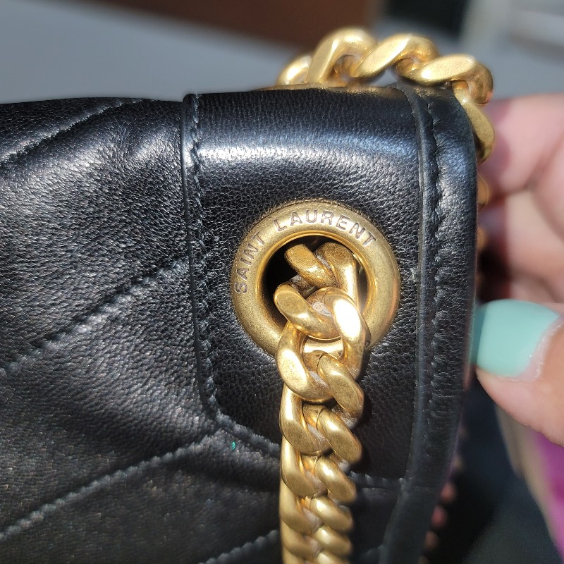 YSL NIKI黑色中號牛皮金鏈肩背斜背包-2
