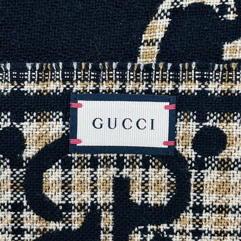 GUCCI 全新雙色千鳥格羊毛圍巾披肩-4