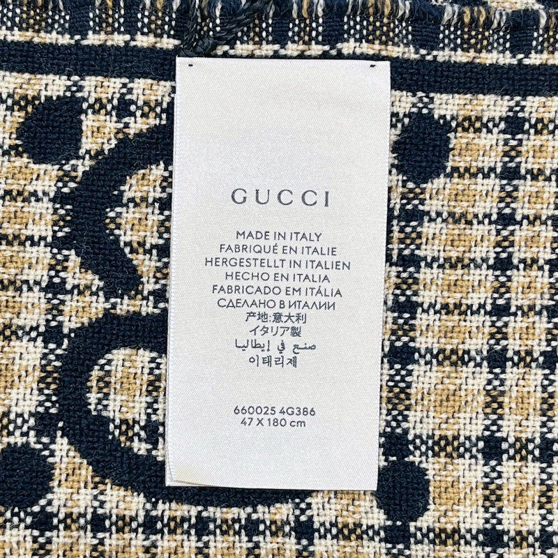 GUCCI 全新雙色千鳥格羊毛圍巾披肩-5