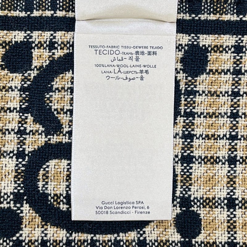 GUCCI 全新雙色千鳥格羊毛圍巾披肩-6