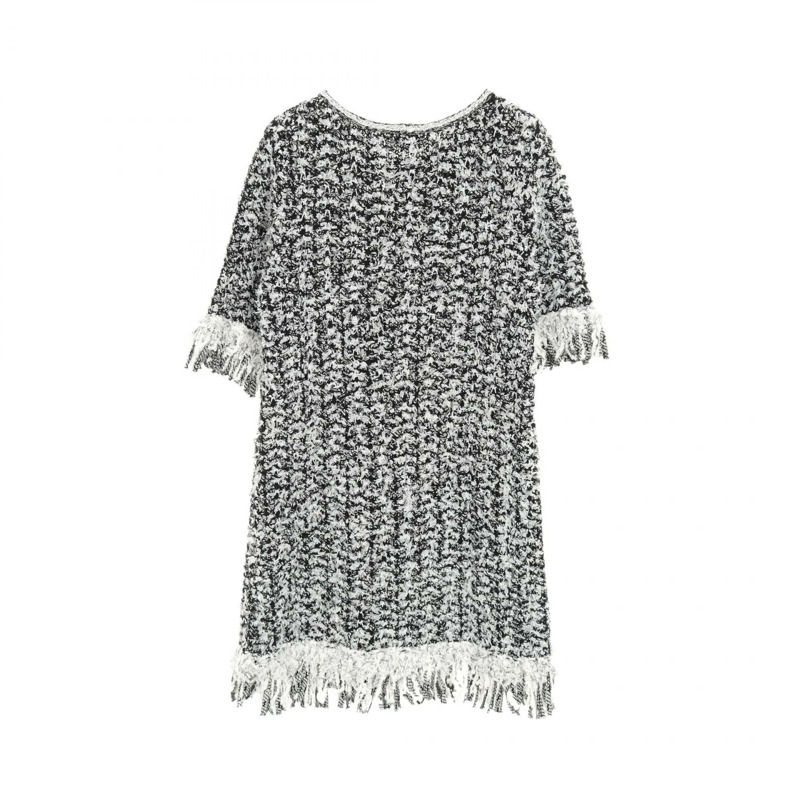 CHANEL 洋裝 短袖 P58967K07720 棉絲 黑白 二手 女款 #34 CC-1