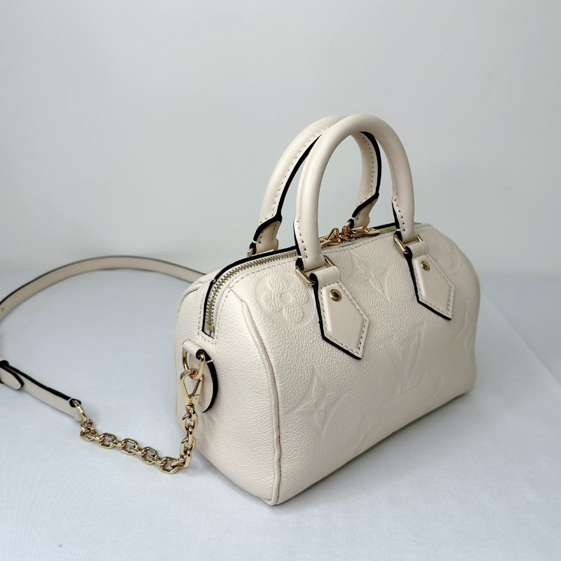 LV 奶油白全皮革壓紋Speedy 20-3