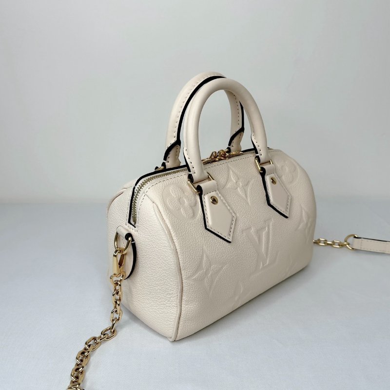 LV 奶油白全皮革壓紋Speedy 20-5