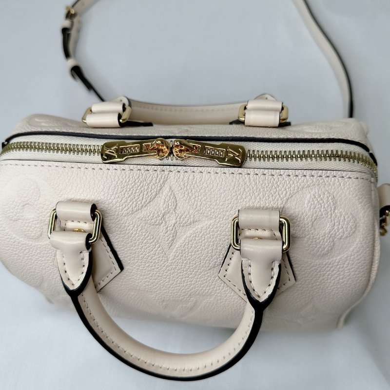 LV 奶油白全皮革壓紋Speedy 20-6