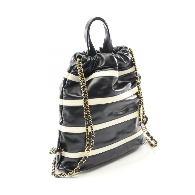 CHANEL chanel 22 鏈條背包 AS3859 皮革 黑白 二手 GHW-1