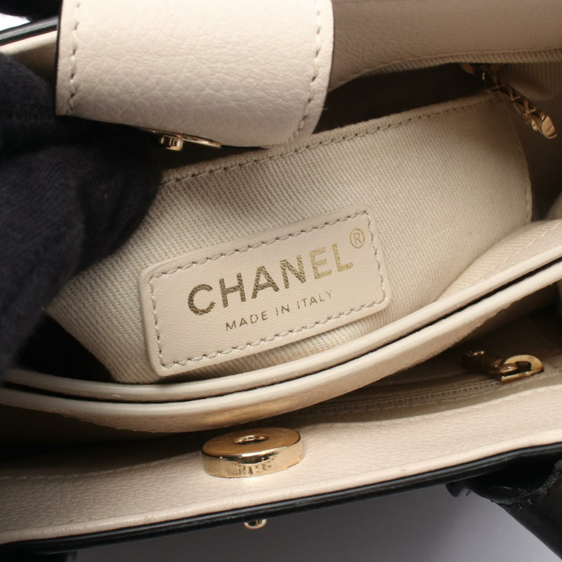 CHANEL Neo Executive 小號單肩托特包 手提包 A69929 皮革 黑色 米色 GHW-3