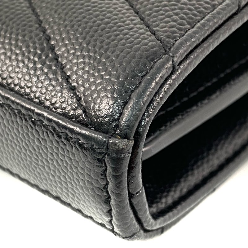 △ Saint Laurent 聖羅蘭 Black Caviar Skin Gold Tone Metal Wallet On Chain 黑色粒紋小牛皮金色金屬鎖鏈銀包 - 257011754-10